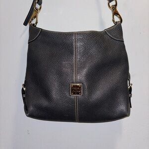 VNTG Dooney And Bourke Frederica Crossbody Purse BLACK ON BLACK LEATHER Fredrica